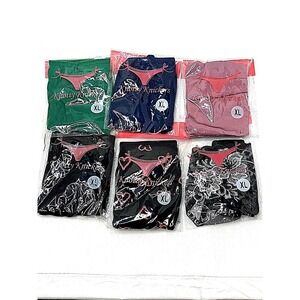 Knotty Knickers 6 Panties XL Black Floral Taupe Hearts Green Blue Mixed (2228)
